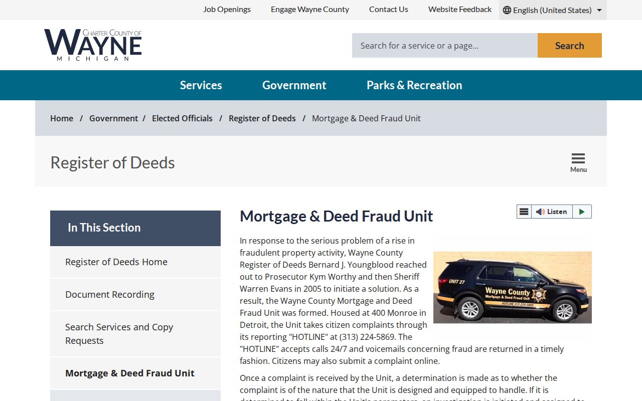 Wyandotte residents directory Wayne County deed fraud alert information