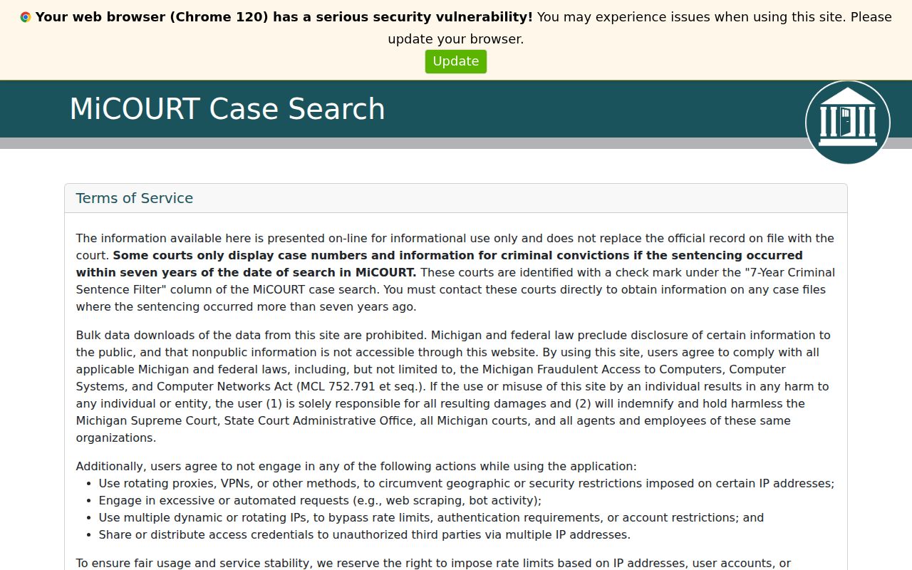 Wyandotte resident lookup official MiCOURT case-search route