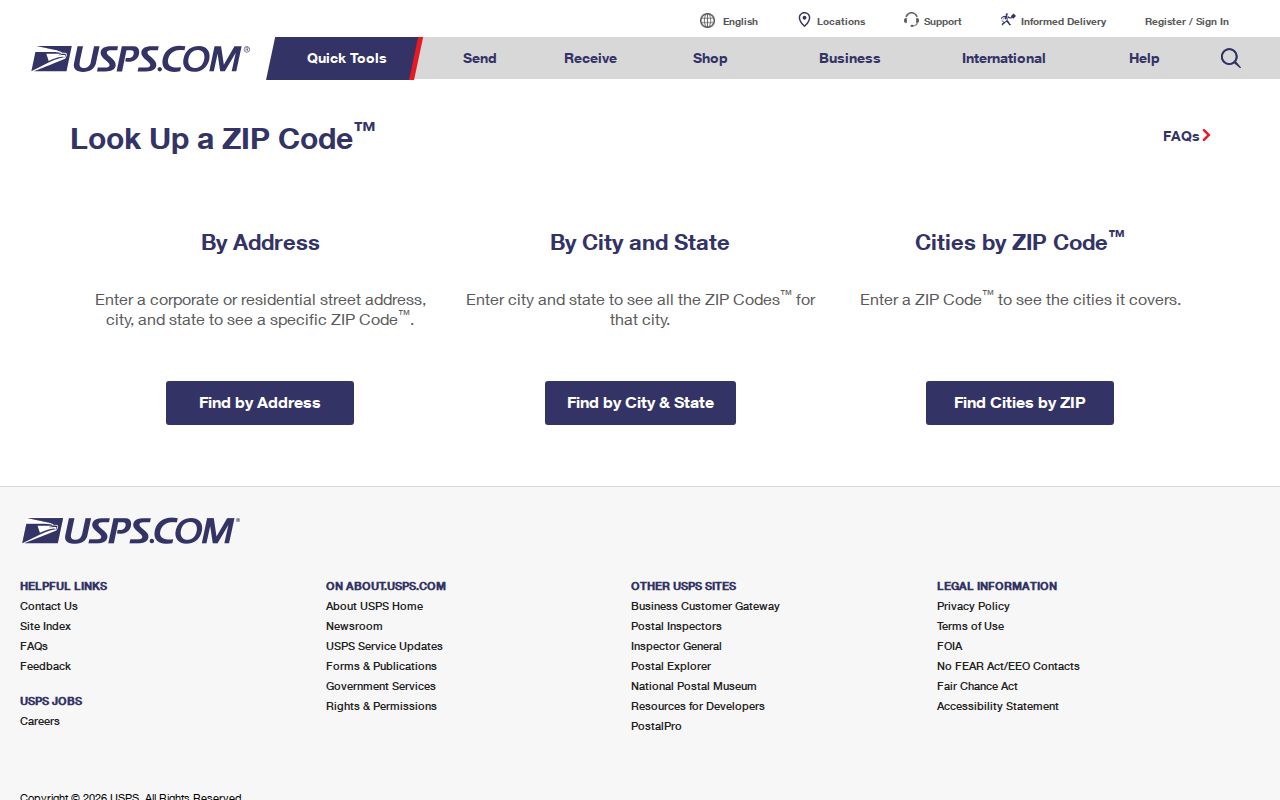 Wyandotte ZIP code directory USPS address and ZIP lookup screen